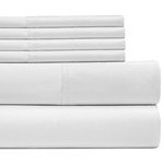Lux decor collection - 6 Piece Bed Sheets Set by Lux Decor, White, Queen - Includes: Flat Sheet, Fitted Sheet, 4 Pillow Cases