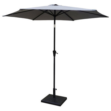 Rainey 9' Pole Umbrella With Carry Bag and Base, Gray