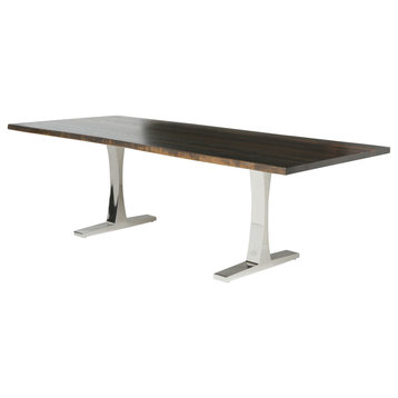 Toulouse 78-Inch Dining Table In Seared Oak And Stainless Steel Base