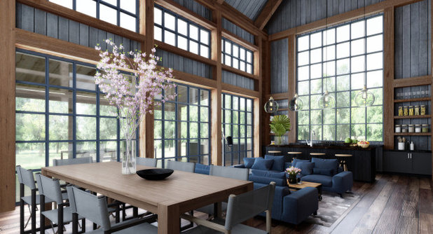 Farmhouse Living Room by EBA - Eric Baker Architects
