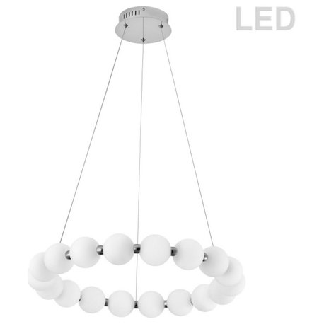 DAINOLITE SHE-2432LEDC-PC 24W Polished Chrome Chandelier w/ White Acrylic