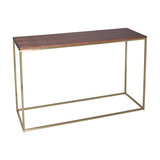 Kensal Walnut Console Table, Brass Base
