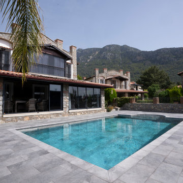 Antique Grey & Pool Garden Grey Porcelain Tiles -Fethiye,Mugla Villa