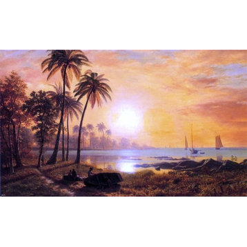 Albert Bierstadt Tropical Landscape With Fishing Boats in Bay Wall Decal