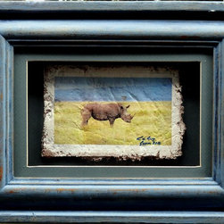 Rhino Kenya Africa - Mixed Media Art