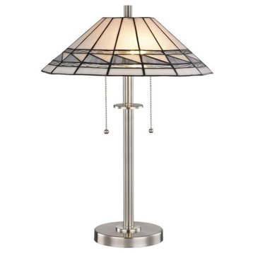 Dale Tiffany STT17019 Sasha, 2 Light Table Lamp, Brushed Nickel/Satin Nickel