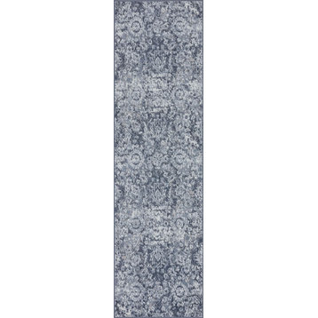 Henderson Transitional Floral Blue Runner Rug, 2' x 7'