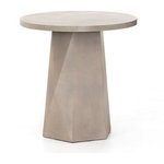 Four Hands - Bowman Outdoor End Table - Grey concrete forms a faceted base for impact from every angle. A rounded top is ready to make an organic statement indoors or out. Cover or store inside during inclement weather and when not in use.
