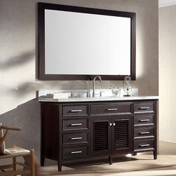 61 inch Cottage Double Sink Bathroom Vanity Set in Espresso Finish - Bathroom Vanities And Sink Consoles