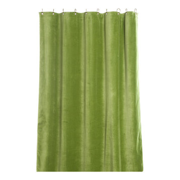 Tosca Lined Cotton Velvet Curtain, Almond Green