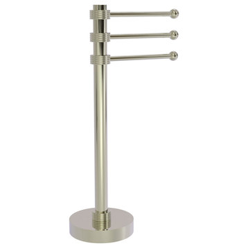 Vanity Top 3 Swing Arm Towel Holder with Groovy Accents, Polished Nickel