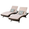 GDF Studio Aloha Outdoor Wicker Adjustable Chaise Lounge With Cushions, Set of 2