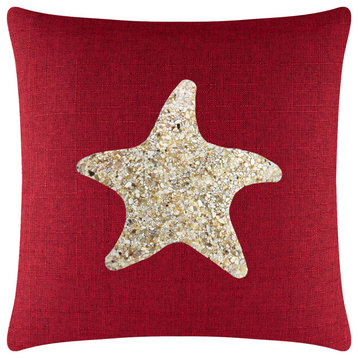 Sparkles Home Shell Starfish Pillow - 20x20" - Red