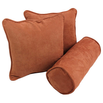 Solid Microsuede Throw Pillows With Inserts, 3-Piece Set, Spice