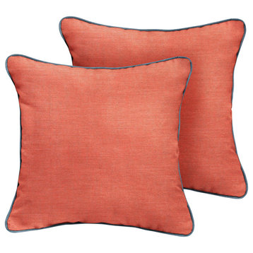 Sunbrella Cast Coral/ Spectrum Denim Outdoor Pillow, 16x16