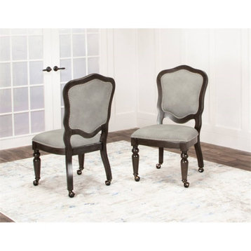Bowery Hill 18" Wood Dining Chairs in Distressed Gray (Set of 2)