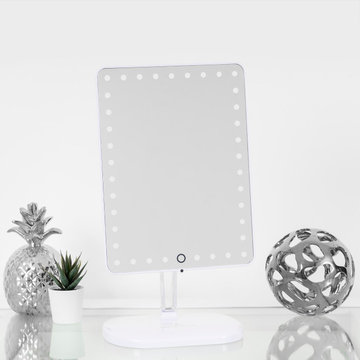 Touch Pro Makeup Mirror with LED Light and Bluetooth Speaker, White