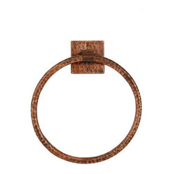 Premier Copper 10&Prime; Hand Hammered Copper Full Size Bath Towel Ring TR10DB - Towel Rings