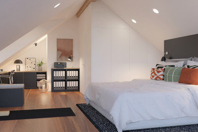 Foto på ett mellanstort minimalistiskt sovrum