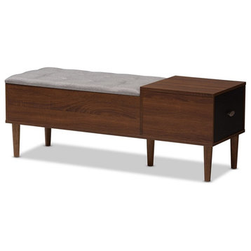 Bowery Hill Storage Bench in Light Gray and Dark Brown