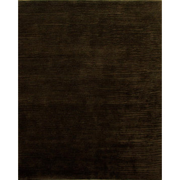 Solid Coffee Shore Wool Rug, 6' Round