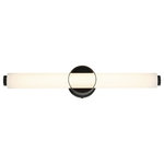 Eurofase - Eurofase Santoro Large LED Bathbar, Black - Opal white glass weaves through a hollowed-out drum creating a unique support structure. The open-faced drum creates a delicate ring detail that elevates this simple design with style and panache.