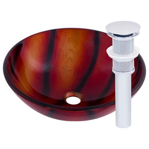 Glass Vessel Sink Koi Fish Waterfall Faucet Combo Package