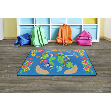 Flagship Carpets VA289-22A 4'X6' He's Got The Whole World In His Hands Rug