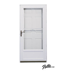 Pella&reg; Midview self-storing storm door in White - Front Doors
