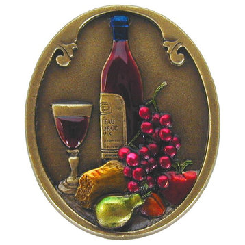 Best Cellar Wine Knob Antique Pewter, Brass Hand Tinted