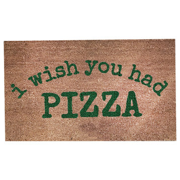 Hand Painted "Pizza" Doormat, Amazon Dark Green