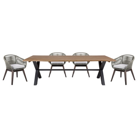 Glendora Tutti Frutti Outdoor Patio Live Edge Dining Set, 5-Piece Set