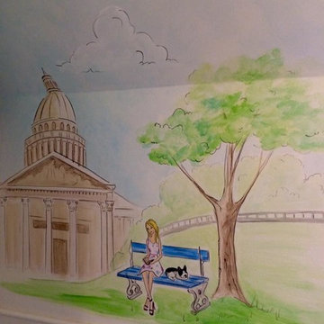 Locust Valley, NY: Girl's bathroom Paris mural