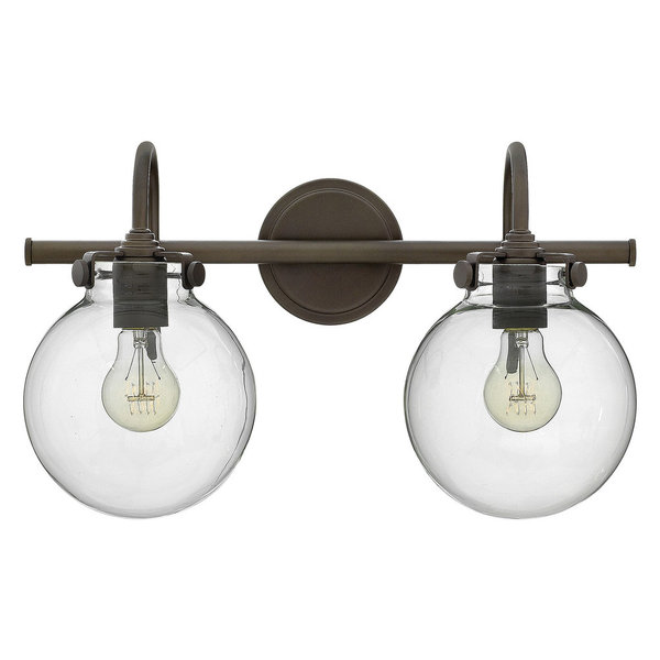 Hinkley Congress Bath Globe Glass 2-Light Vanity, Oil Rubbed Bronze
