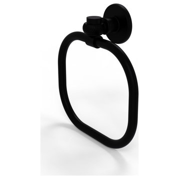 Continental Towel Ring With Twist Accents, Matte Black