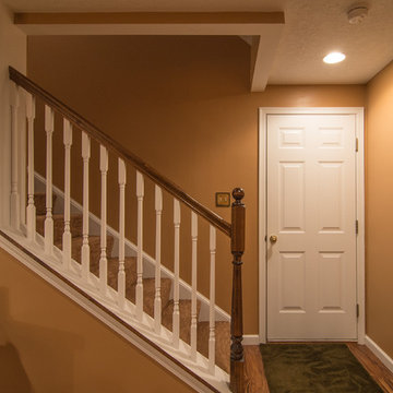 Finished basement with exercise area and small bath in Wexford, PA