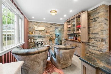 Inspiration for a transitional home bar remodel in Bridgeport