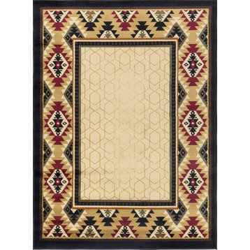 Yellowstone YLS4007 Cream 5 ft. 3 in. x 7 ft. 3 in. Southwest Area Rug