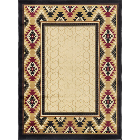 Yellowstone YLS4007 Cream 5 ft. 3 in. x 7 ft. 3 in. Southwest Area Rug