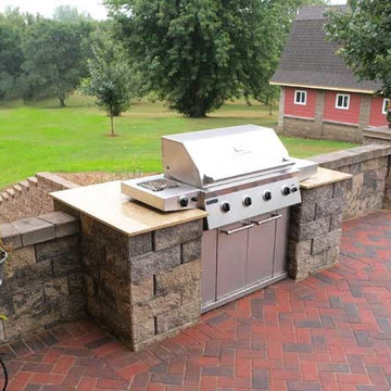 Allan Block Retaining Wall and Barbeque