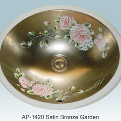 Full Gold & Platinum Decorations by Atlantis Porcelain Art - Bathroom Sinks