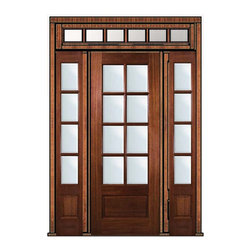 Prehung French Side lights-Transom Door 96 Mahogany 3/4 Lite 8 Lite - Patio Doors