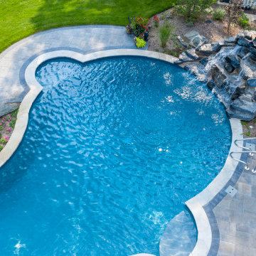 Naperville, IL Freeform Swimming Pool with Raised Hot Tub