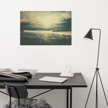 Beach and Ocean Wall Art: Ebb and Flow Subdued Retro Coastal Photorealism