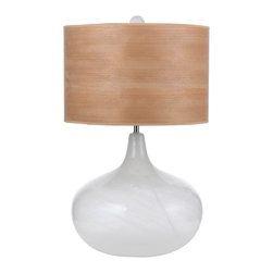 Horizon Playa 27 in. Blown Glass Table Lamp with Wood Veneer ShadeThe AF Lightin - Desk Lamps