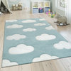 Kids Rug With Charming Clouds, Pastel Blue, 7'10"x11'2"