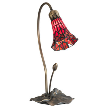 Meyda Tiffany 188683 Pond Lily 16" Tall Buffet Table Lamp - Mahogany Bronze