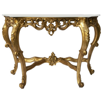 Pensford Gold Console Table, White Marble