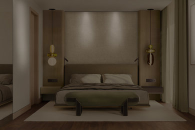 This is an example of a contemporary bedroom in London.