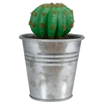 3.5" Tropical Mini Artificial Cactus with Tin Pot